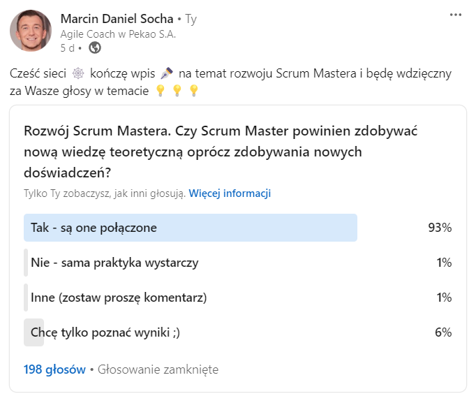 Rozwój Scrum Mastera - ankieta LinkedIn